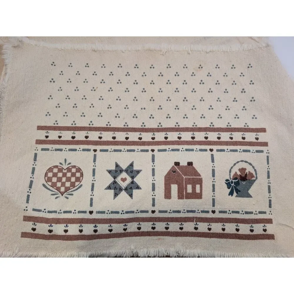 Vintage Set Of 6 Placemats With Houses READ